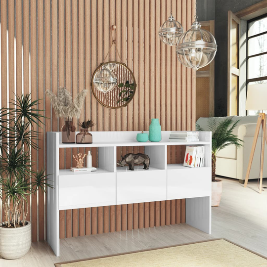 vidaXL Senkki korkeakiilto valkoinen 105x30x70 cm lastulevy