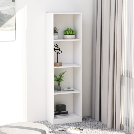 vidaXL 4-tasoinen kirjahylly valkoinen 40x24x142 cm lastulevy