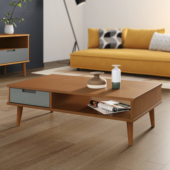 vidaXL Sohvapöytä MOLDE ruskea 100x55x31 cm täysi mänty