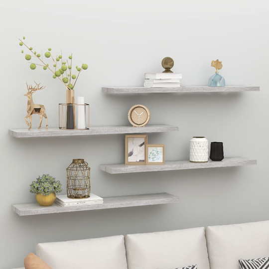 vidaXL Kelluvat seinähyllyt 4 kpl betoninharmaa 120x23,5x3,8 cm MDF