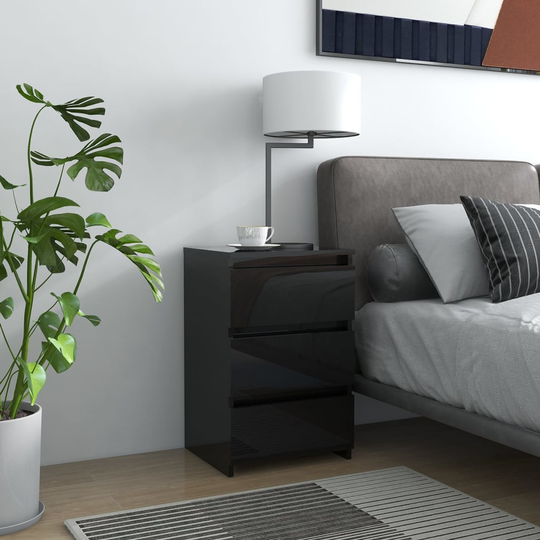 vidaXL Yöpöydät 2 kpl korkeakiilto musta 40x35x62,5 cm lastulevy
