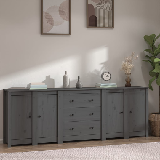 vidaXL Senkki harmaa 230x35x80 cm täysi mänty