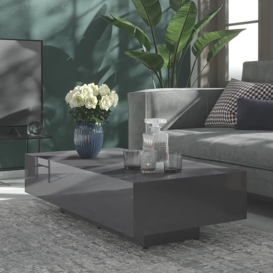 vidaXL Sohvapöytä korkeakiilto harmaa 115x60x31 cm lastulevy