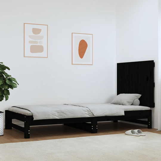 vidaXL Sängynpääty seinälle musta 82,5x3x60 cm täysi mänty
