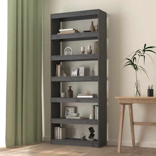 vidaXL Kirjahylly/tilanjakaja harmaa 80x30x199,5 cm täysi mänty