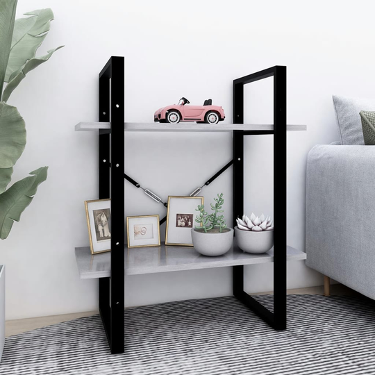 vidaXL 2-tasoinen kirjahylly betoninharmaa 60x30x70 cm lastulevy