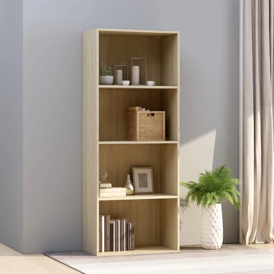 vidaXL 4-tasoinen kirjahylly Sonoma-tammi 60x30x151,5 cm lastulevy