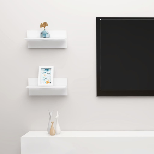 vidaXL Seinähyllyt 2 kpl korkeakiilto valkoinen 40x11,5x18 cm