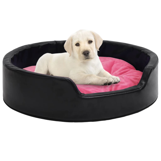 vidaXL Koiran peti musta ja pinkki 79x70x19 cm plyysi ja keinonahka