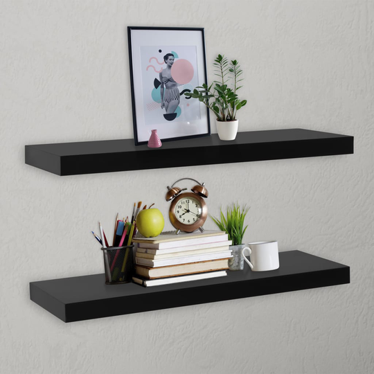 vidaXL Kelluvat seinähyllyt 2 kpl musta 100x20x3,8 cm