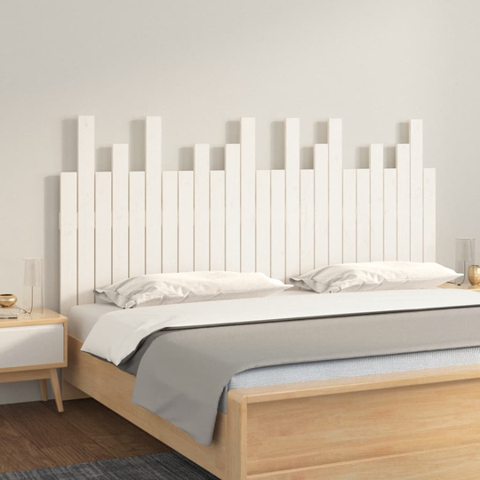 vidaXL Sängynpääty seinälle valkoinen 159,5x3x80 cm täysi mänty