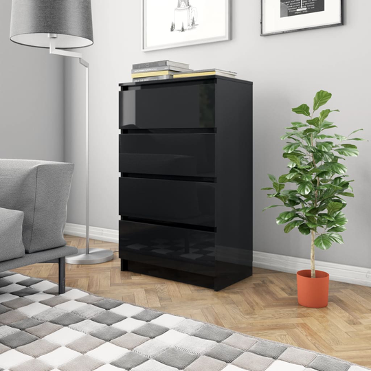 vidaXL Senkki korkeakiilto musta 60x35x98,5 cm tekninen puu