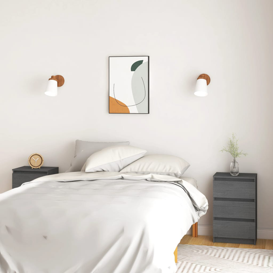 vidaXL Yöpöydät 2 kpl harmaa 40x29,5x64 täysi mänty