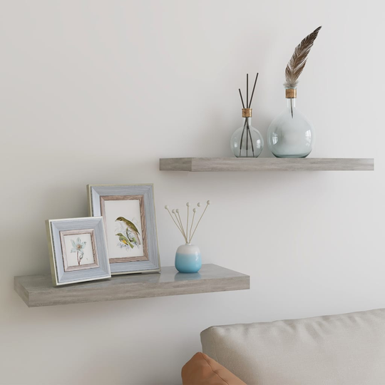 vidaXL Kelluvat seinähyllyt 2 kpl betoninharmaa 60x23,5x3,8 cm MDF