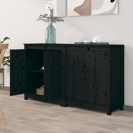 vidaXL Senkit 2 kpl musta 70x35x80 cm täysi mänty