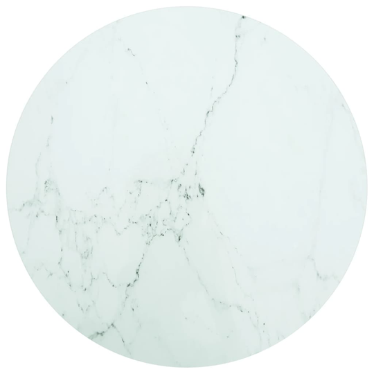 vidaXL Pöytälevy valkoinen Ø70x0,8 cm karkaistu lasi marmorikuvio