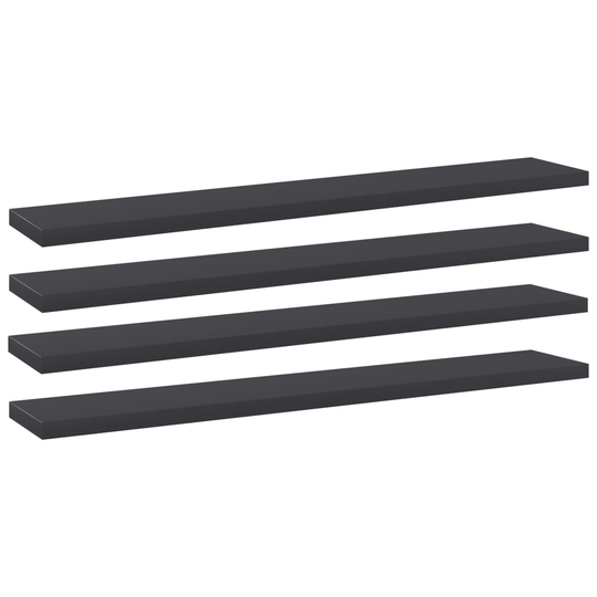 vidaXL Kirjahyllytasot 4 kpl harmaa 60x10x1,5 cm lastulevy