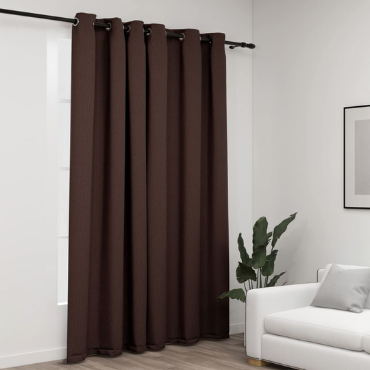 vidaXL Pellavamainen pimennysverho purjerenkailla rusk/harm 290x245 cm