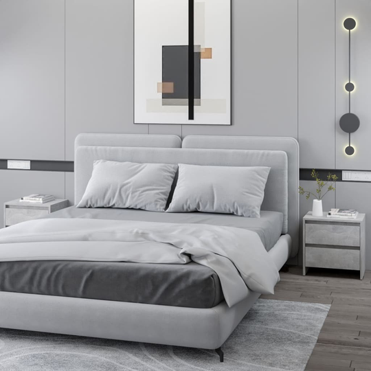 vidaXL Yöpöydät 2 kpl betoninharmaa 45x34,5x44,5 cm lastulevy
