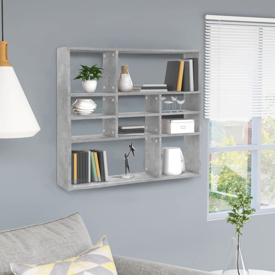 vidaXL Seinähylly betoninharmaa 90x16x78 cm lastulevy