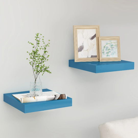 vidaXL Kelluvat seinähyllyt 2 kpl sininen 23x23,5x3,8 cm MDF