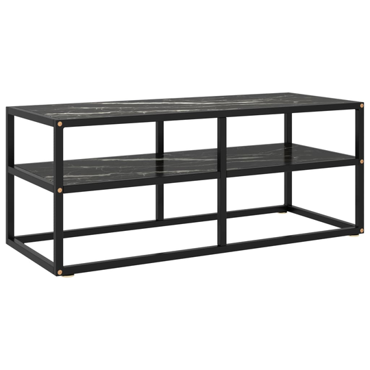 vidaXL TV-taso musta mustalla marmorilasilla 100x40x40 cm