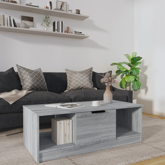 vidaXL Sohvapöytä harmaa Sonoma 102x50x36 cm tekninen puu