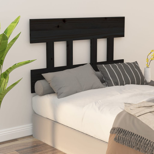 vidaXL Sängynpääty musta 78,5x3x81 cm täysi mänty