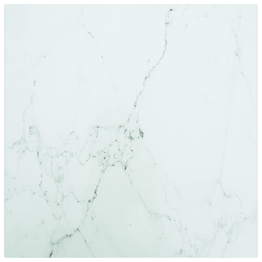 vidaXL Pöytälevy valkoinen 40x40 cm 6 mm karkaistu lasi marmorikuvio