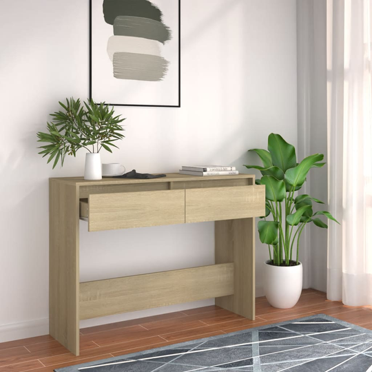 vidaXL Konsolipöytä Sonoma-tammi 100x35x76,5 cm lastulevy