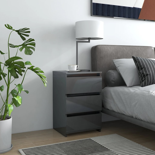 vidaXL Yöpöydät 2 kpl korkeakiilto harmaa 40x35x62,5 cm lastulevy
