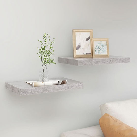 vidaXL Kelluvat seinähyllyt 2 kpl betoninharmaa 50x23x3,8 cm MDF