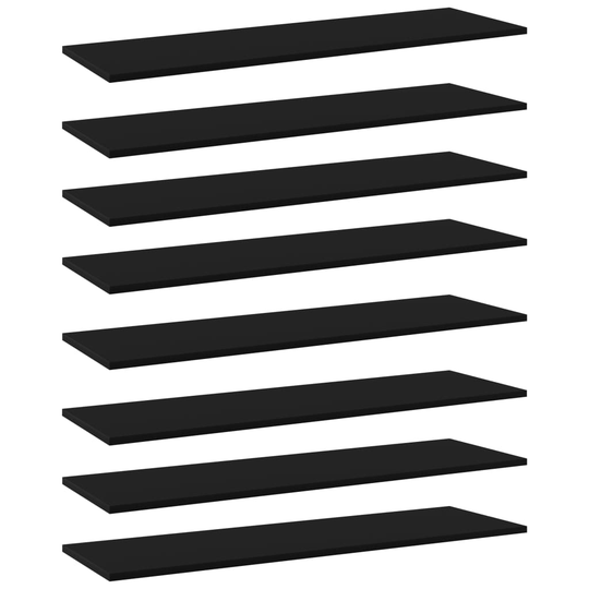 vidaXL Kirjahyllytasot 8 kpl musta100x30x1,5 cm lastulevy