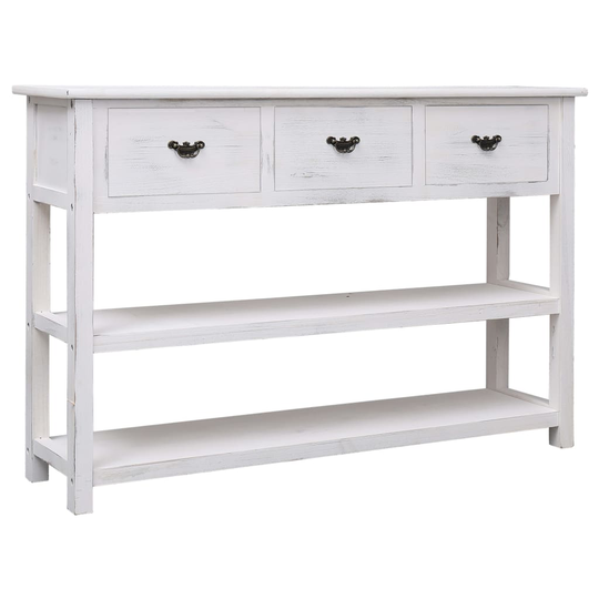 vidaXL Sivupöytä antiikkityylinen valkoinen 115x30x76 cm puu