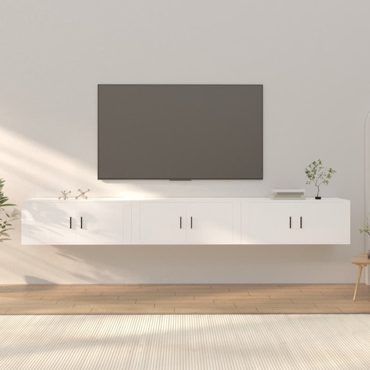 vidaXL Seinäkiinnitettävät TV-kaapit 3 kpl valkoinen 100x34,5x40 cm