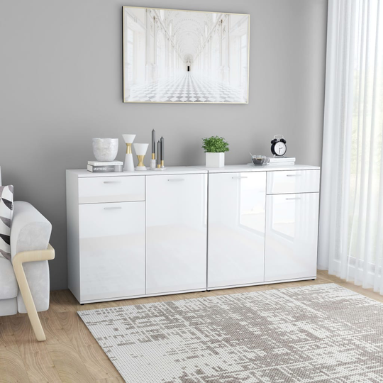 vidaXL Senkki korkeakiilto valkoinen 160x36x75 cm lastulevy