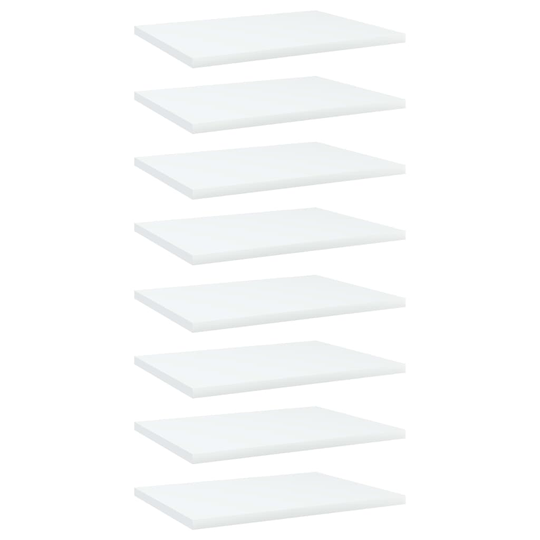 vidaXL Kirjahyllytasot 8 kpl valkoinen 40x30x1,5 cm lastulevy
