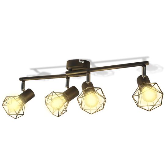 Musta Teollinen Spottilamppu 4 LED Polttimolla