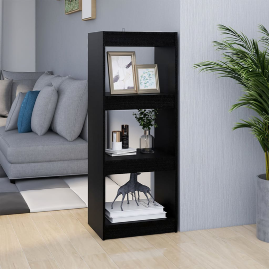 vidaXL Kirjahylly/tilanjakaja musta 40x30x103,5 cm täysi mänty
