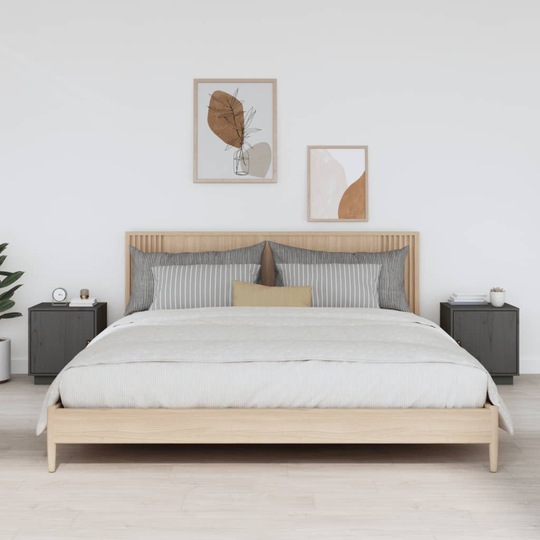 vidaXL Yöpöydät 2 kpl harmaa 40x34x45 cm täysi mänty