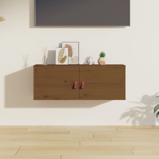 vidaXL Seinäkaappi hunajanruskea 80x30x30 cm täysi mänty
