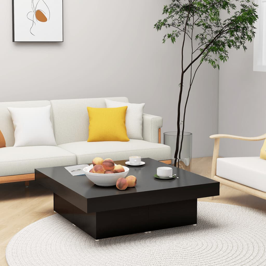 vidaXL Sohvapöytä musta 90x90x28 cm lastulevy