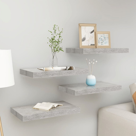 vidaXL Kelluvat seinähyllyt 4 kpl betoninharmaa 40x23x3,8 cm MDF