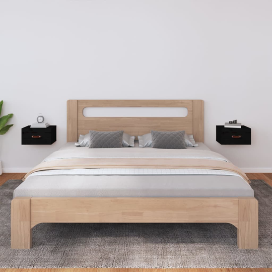 vidaXL Seinäkiinnitettävät yöpöydät 2 kpl musta 40x29,5x22 cm