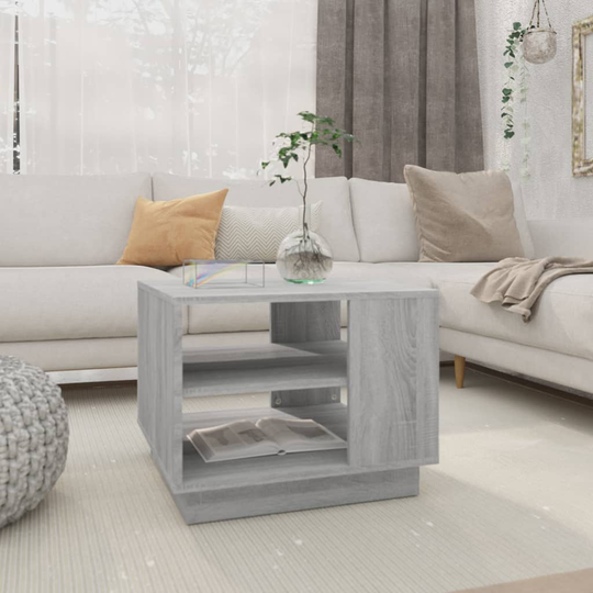 vidaXL Sohvapöytä harmaa Sonoma 55x55x43 cm lastulevy