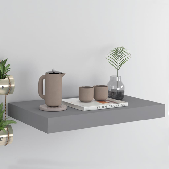 vidaXL Kelluva seinähylly harmaa 40x23x3,8 cm MDF