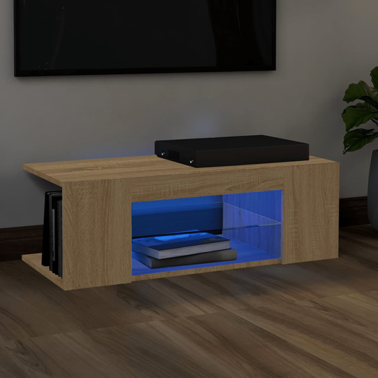 vidaXL TV-taso LED-valoilla Sonoma-tammi 90x39x30 cm