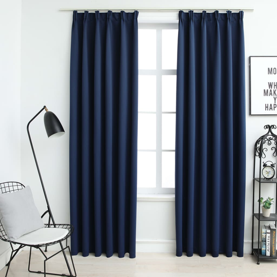 vidaXL Pimennysverhot koukuilla 2 kpl sininen 140x245 cm