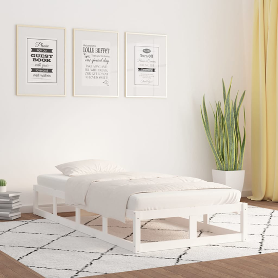 vidaXL Sängynrunko valkoinen 100x200 cm täysi puu