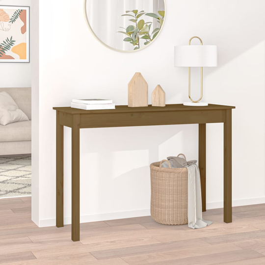 vidaXL Konsolipöytä hunajanruskea 110x40x75 cm täysi mänty